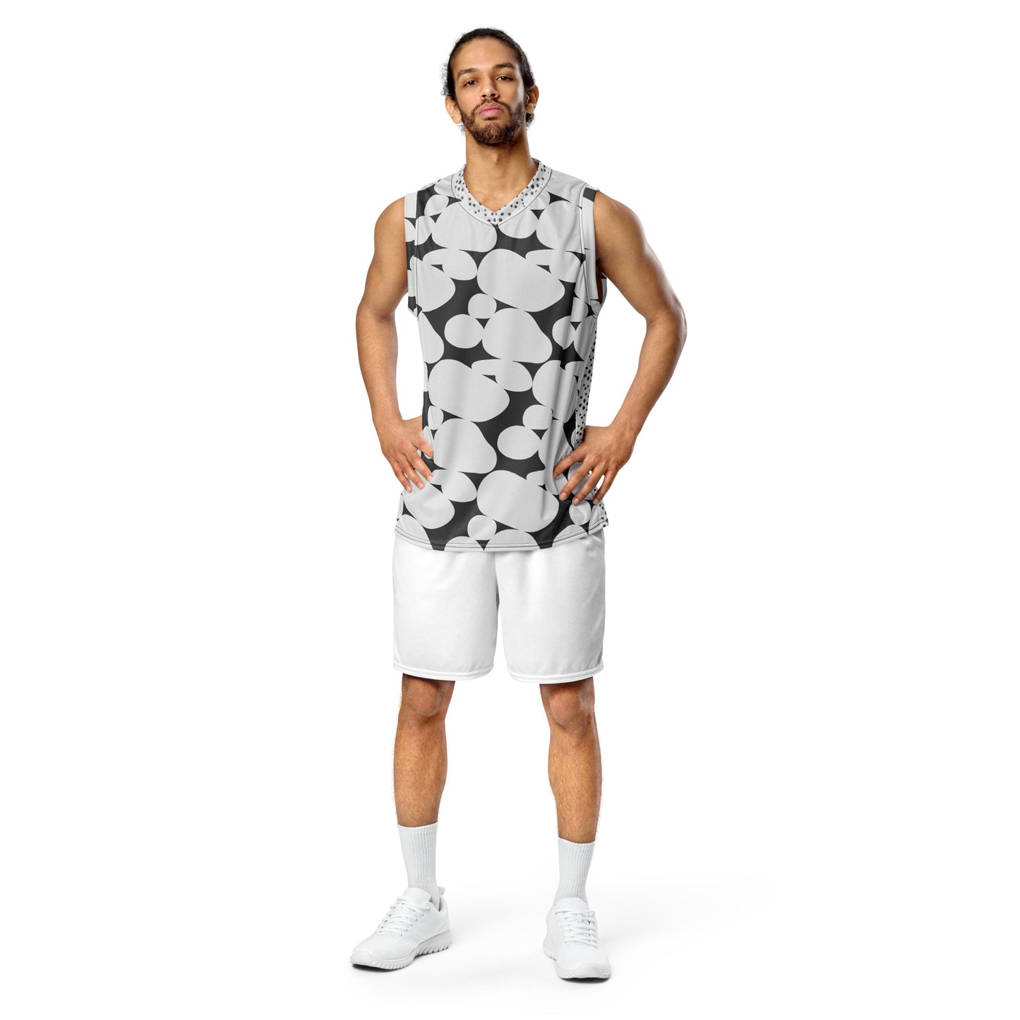Black and White print unisex basketball jersey