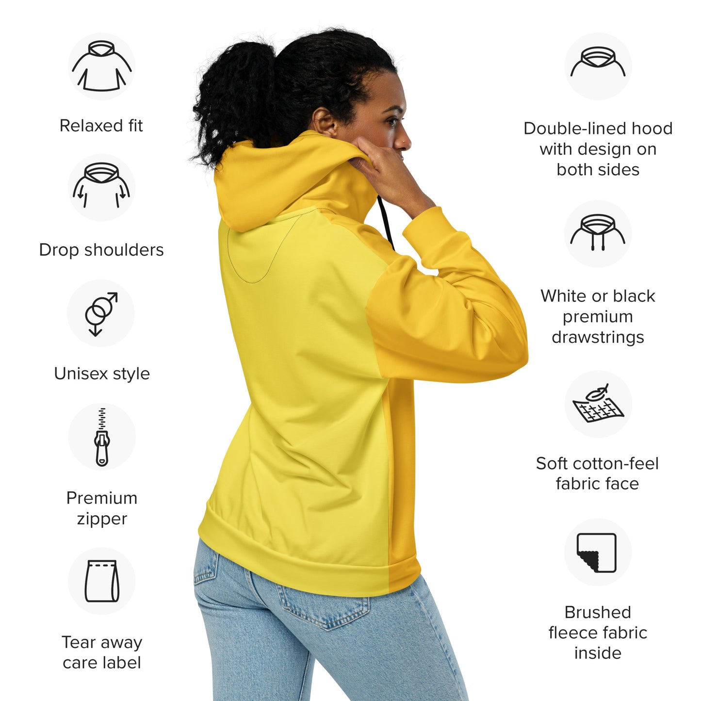 Yellow Unisex zip hoodie