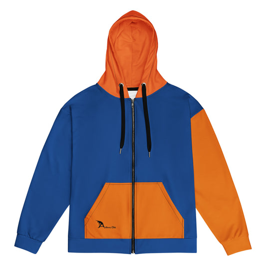 Blue and Orange Unisex zip hoodie