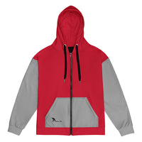 Red, Black, and Gray Unisex zip hoodie