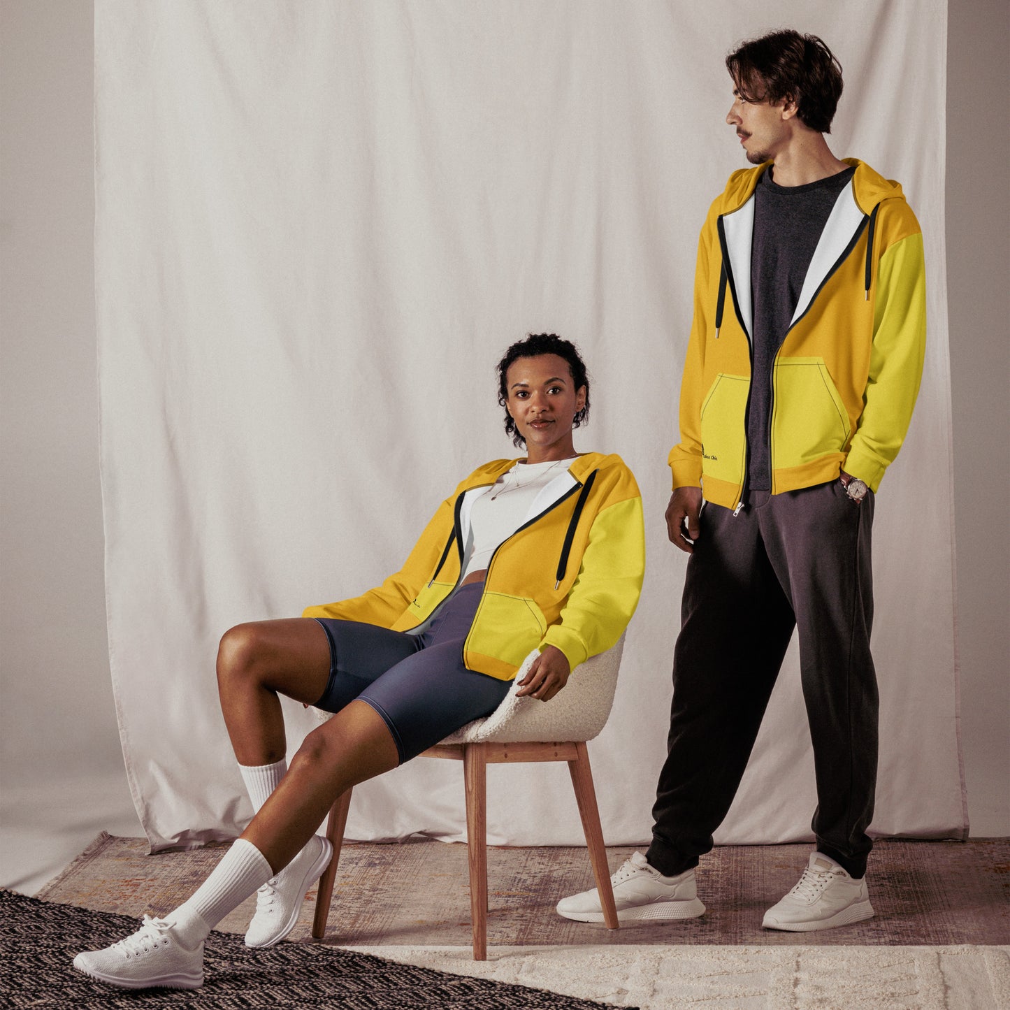 Yellow Unisex zip hoodie