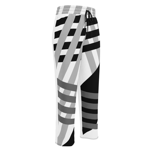 Black and White Striped Wide-leg joggers