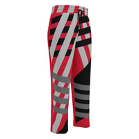 Red and Black Striped Wide-leg joggers