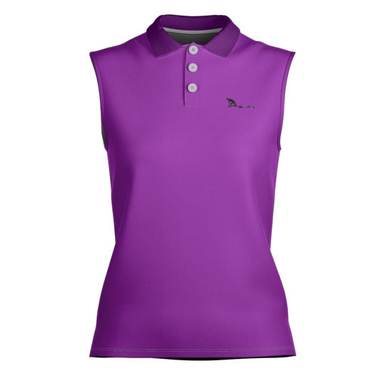 Purple Sleeveless Athleisure Polo Shirt