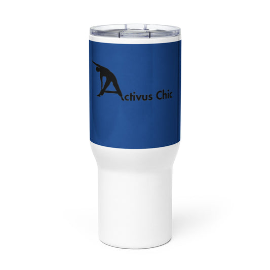 Blue AC Travel mug with a handle