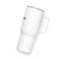 White AC Travel mug with a handle